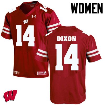 Women's Wisconsin Badgers NCAA #14 D'Cota Dixon Red Authentic Under Armour Stitched College Football Jersey KI31J01WU